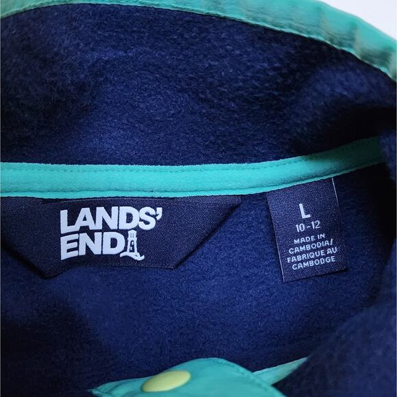 Lands End Kids Heritage Fleece Snap Neck Pullover - Picture 2 of 5